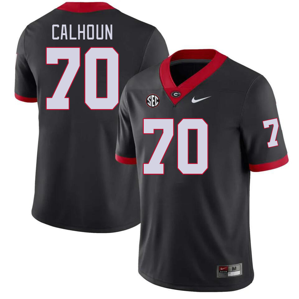 Men #70 Daniel Calhoun Georgia Bulldogs College Football Jerseys Stitched-Black